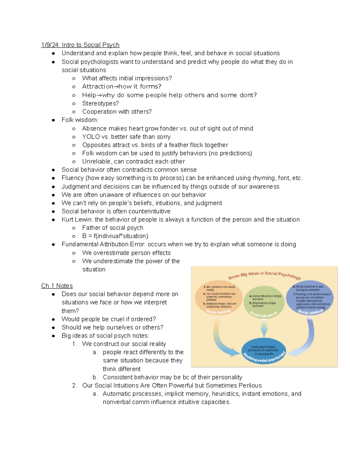 PSY 101: Intro to Social Psychology - Key Concepts and Class Notes ...