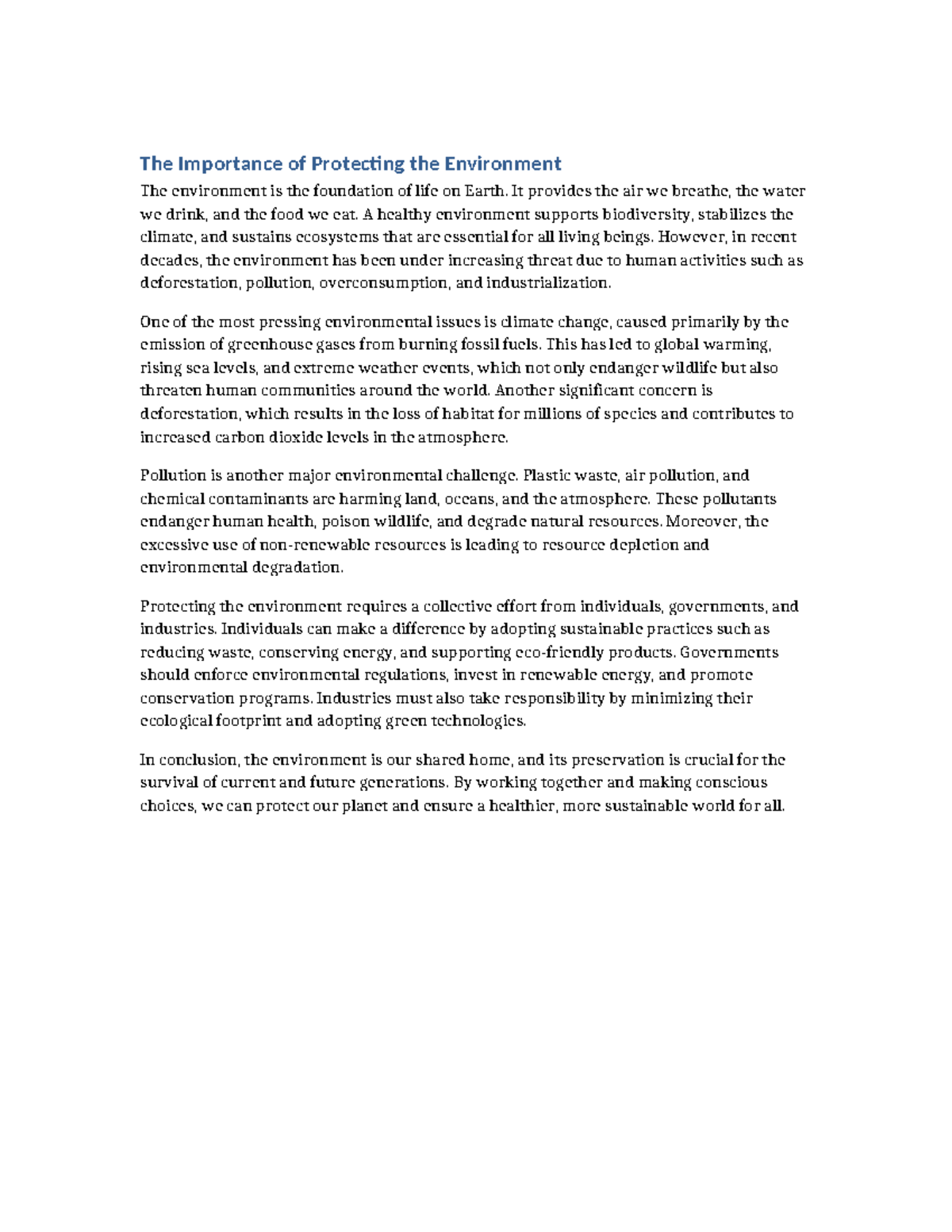 ENV 101: The Crucial Role of Environmental Protection in Sustainability ...