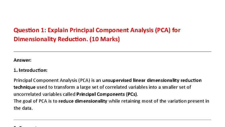 PCA & LDA for Dimensionality Reduction - axscsx - Studocu
