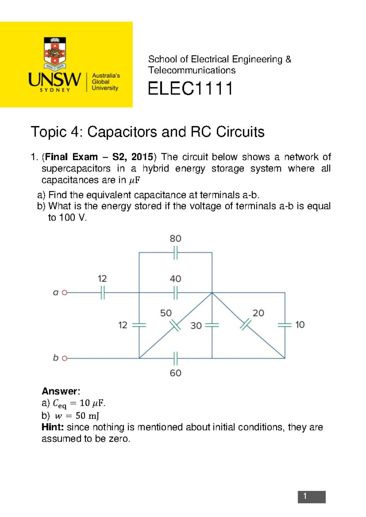 Solved examples - Topic 4 Questions - ELEC School of Electrical ...