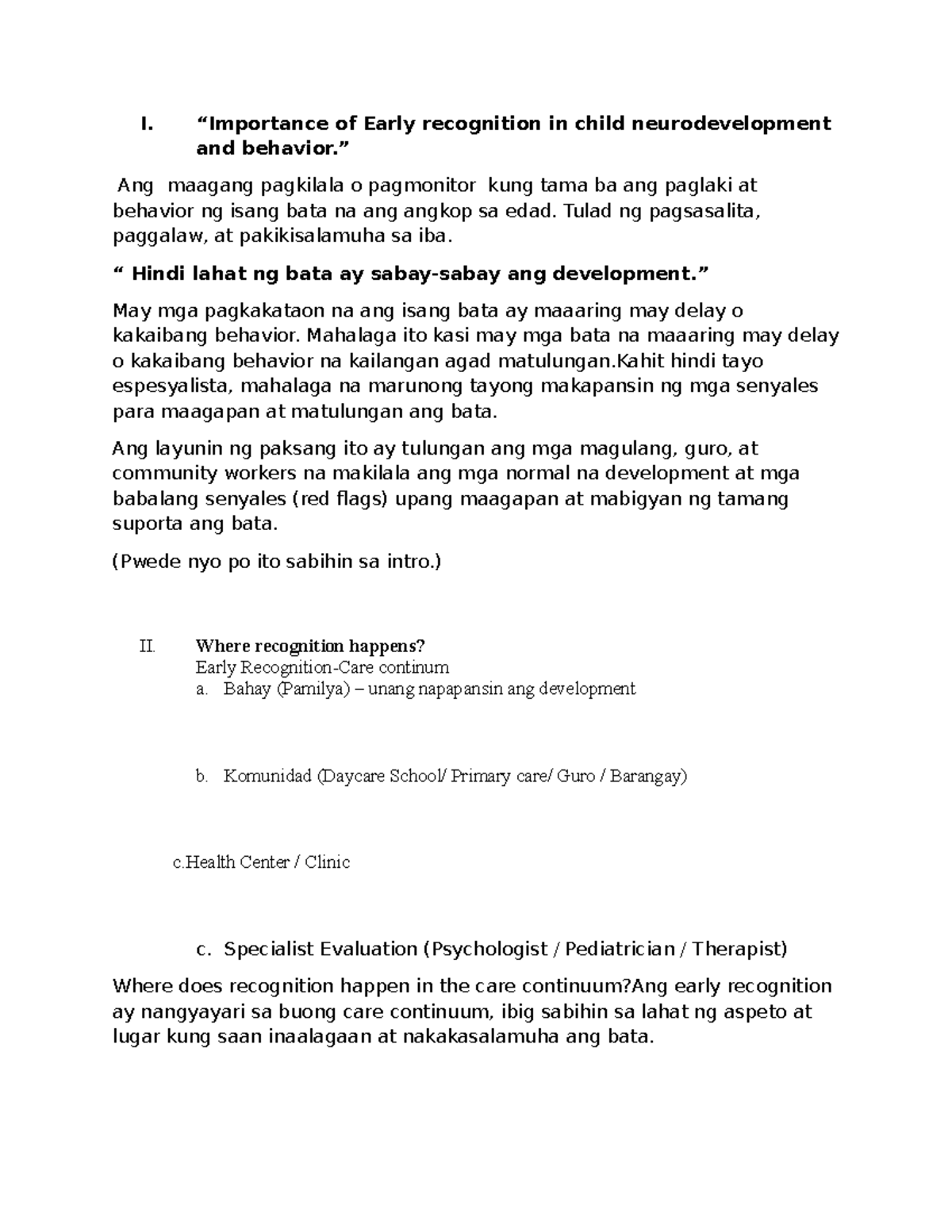 Early Recognition of Child Neurodevelopment Delays: A Guide - Studocu