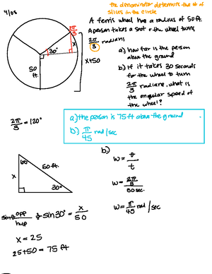 Math 150 – Chapter 3 Notes: Radian Measure and Circular Functions ...