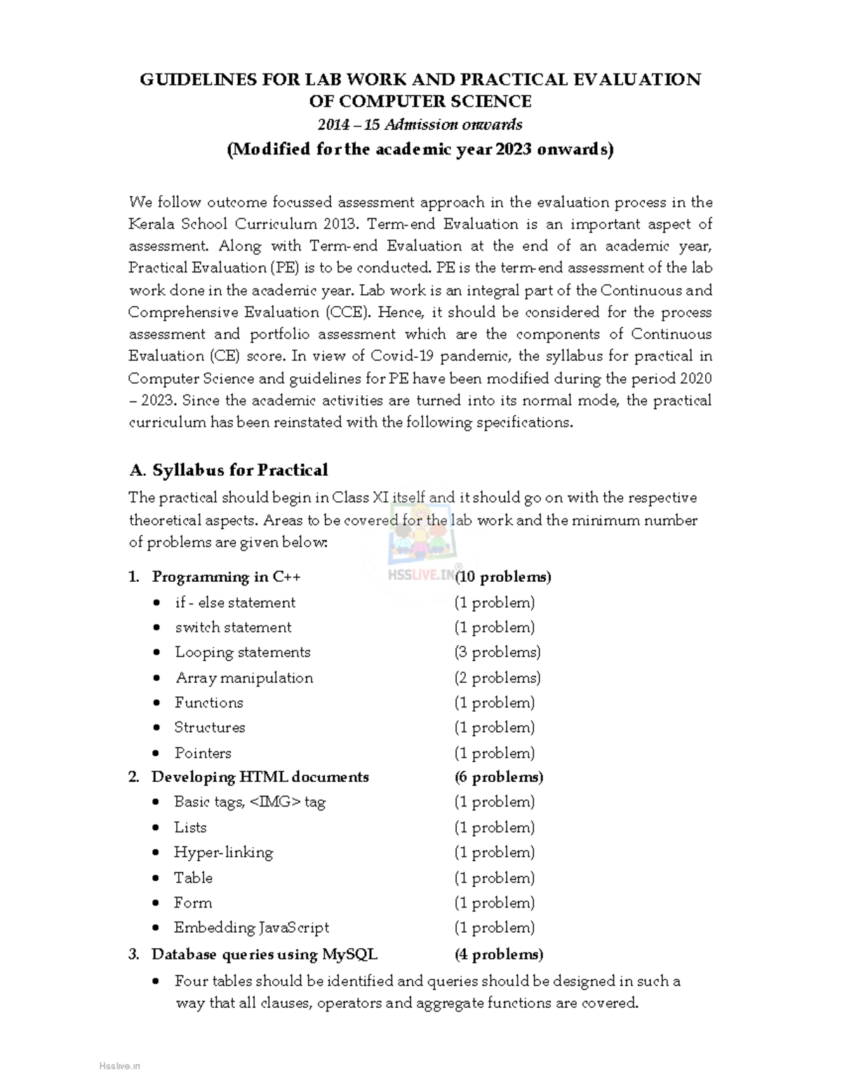 Computer Science Lab Work Guidelines 2023 (HSS) - Studocu