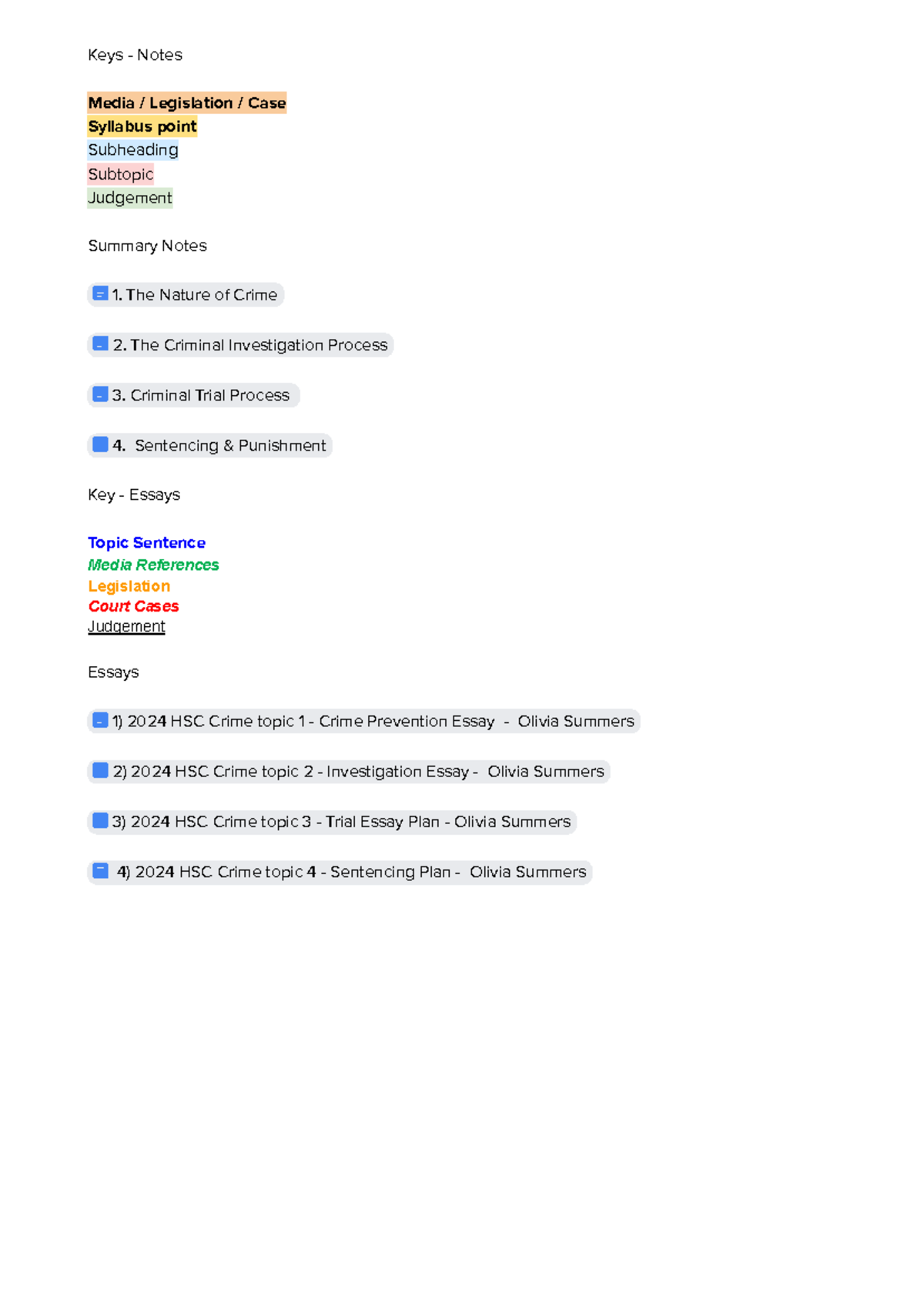 HSC 2024 Crime Topic 1-4: Trial Process & Legislation Notes - Studocu