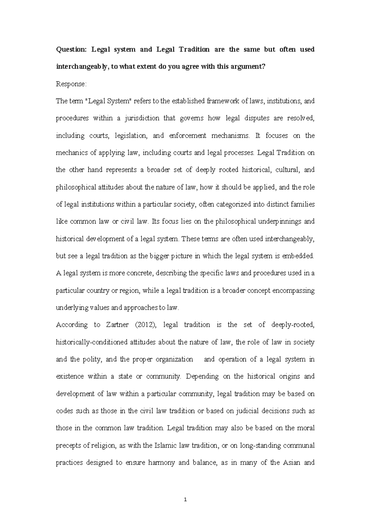 Legal System Assignment: Exploring Legal Traditions and Their Impact ...