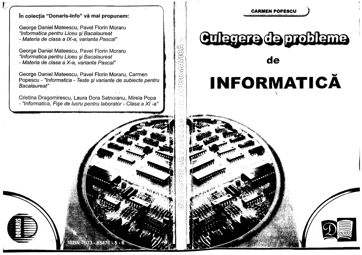Culegere de Probleme - Informatica (Carmen Popescu) - Studocu