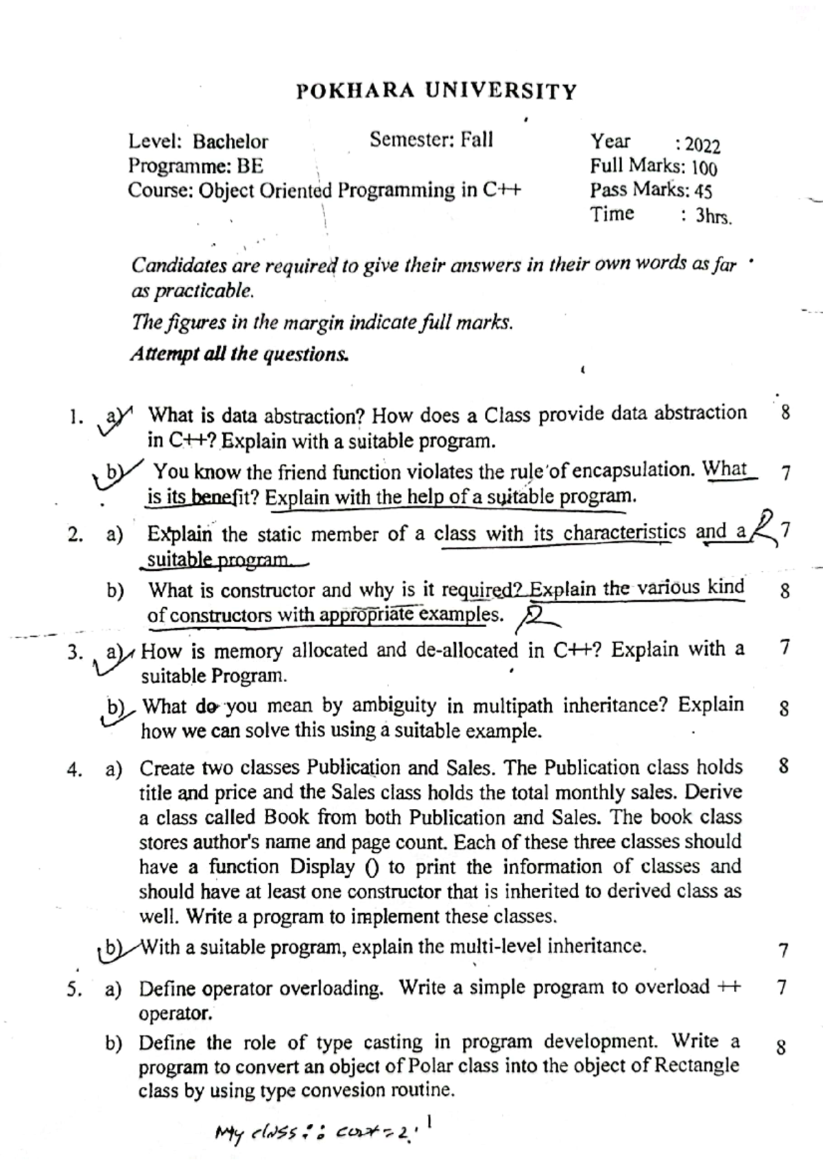 OOP C++ past questions - Object Oriented Programming in C++ - Studocu