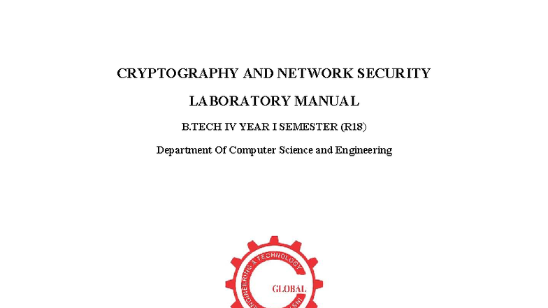 Lab Manual: Cryptography & Network Security Lab (CS604PC) - Studocu