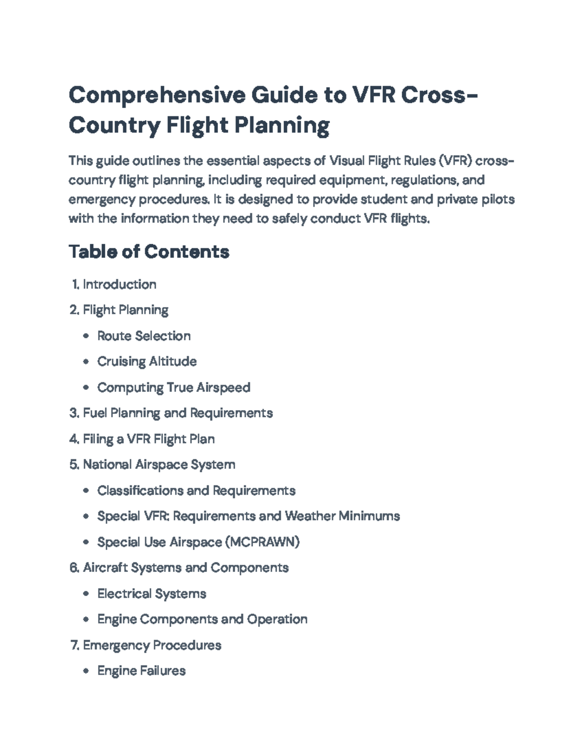 VFR Cross-Country Flight Planning Guide for Pilots (FAA Compliance ...
