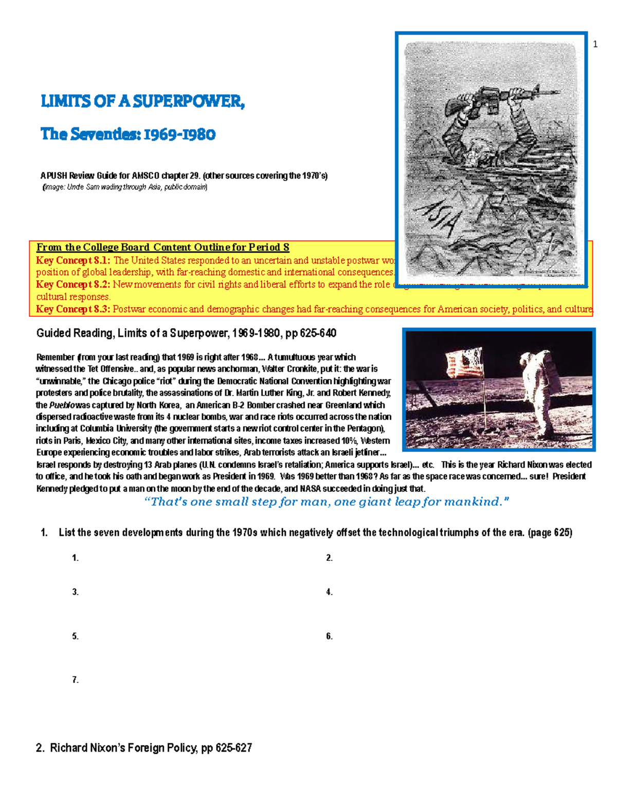 APUSH Review: Limits of a Superpower - AMSCO Chapter 29 Guide - Studocu