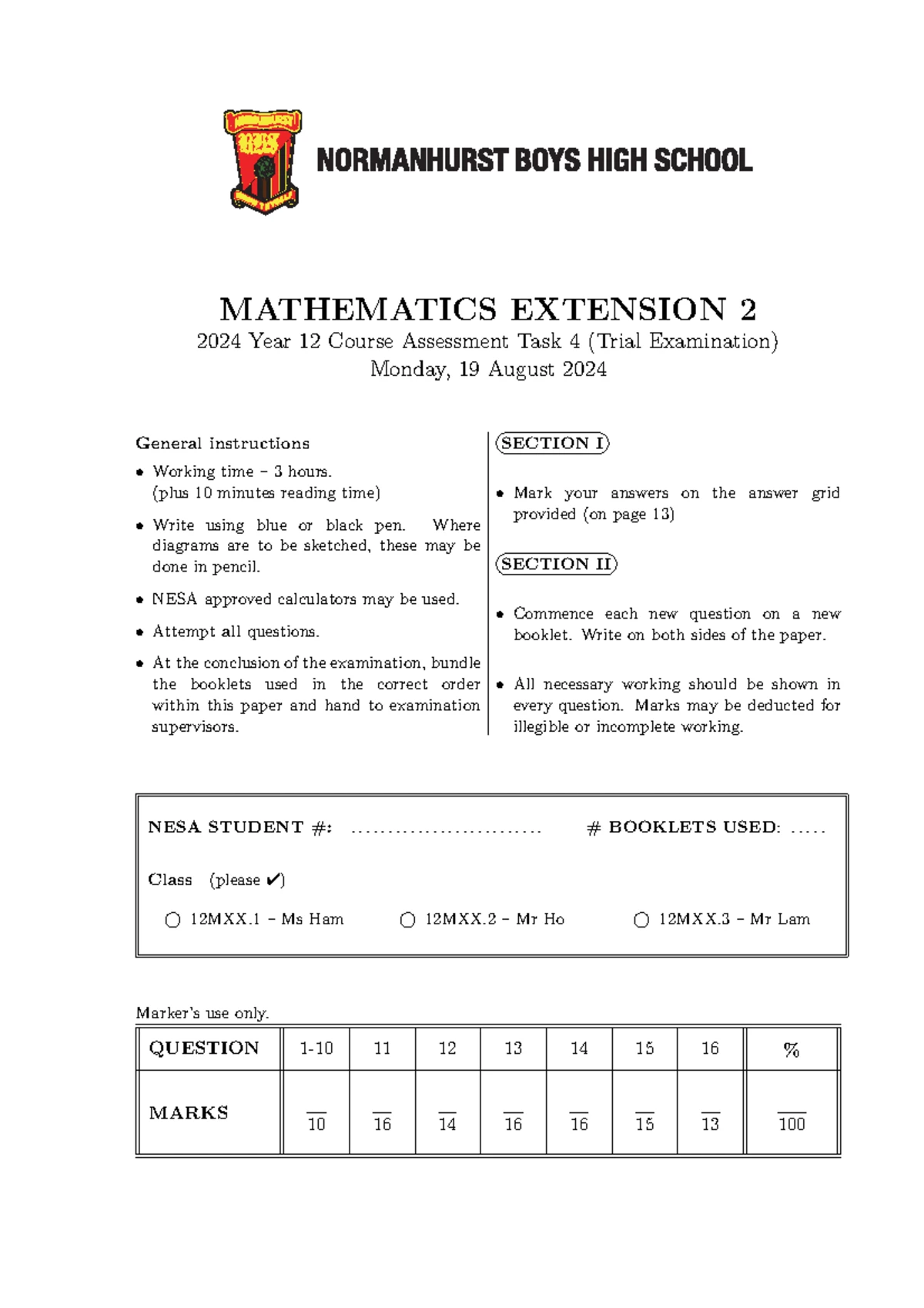 Ext II Syllabus Summary with Sample Questions & Solutions - Studocu