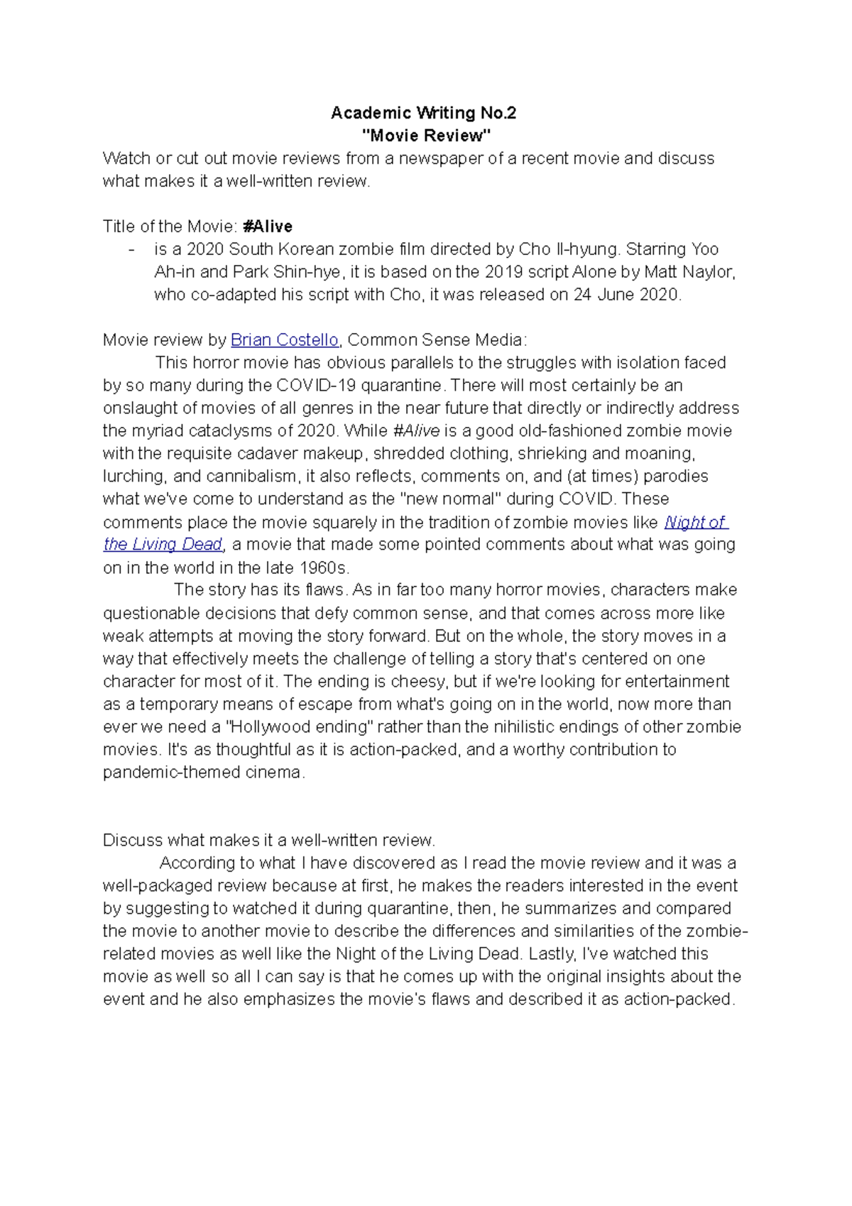 Academic Writing #2 (News Report) - Academic Writing No. 