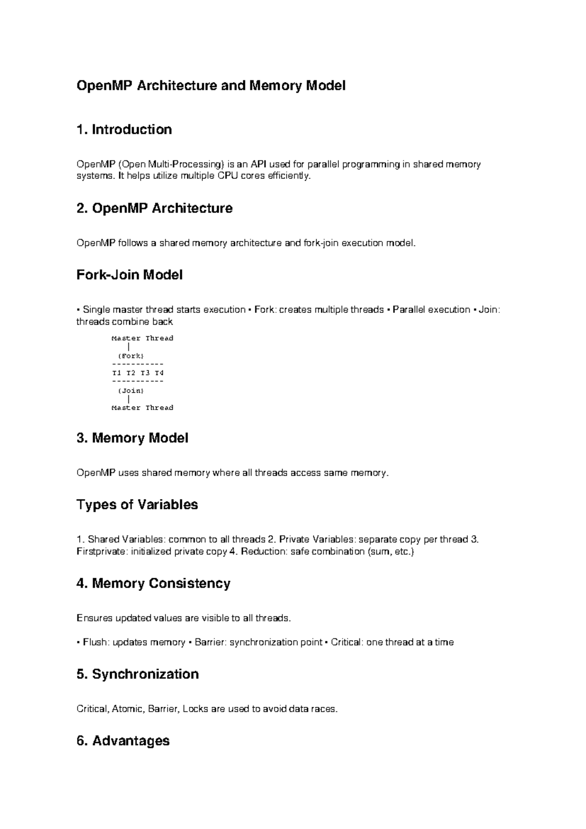 OpenMP Architecture & Memory Model Overview: Key Concepts - Studocu