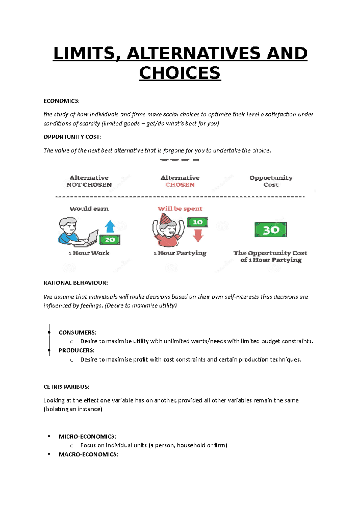 Economic Concepts - Chapter 1: Limits and Choices in Economics - Studocu