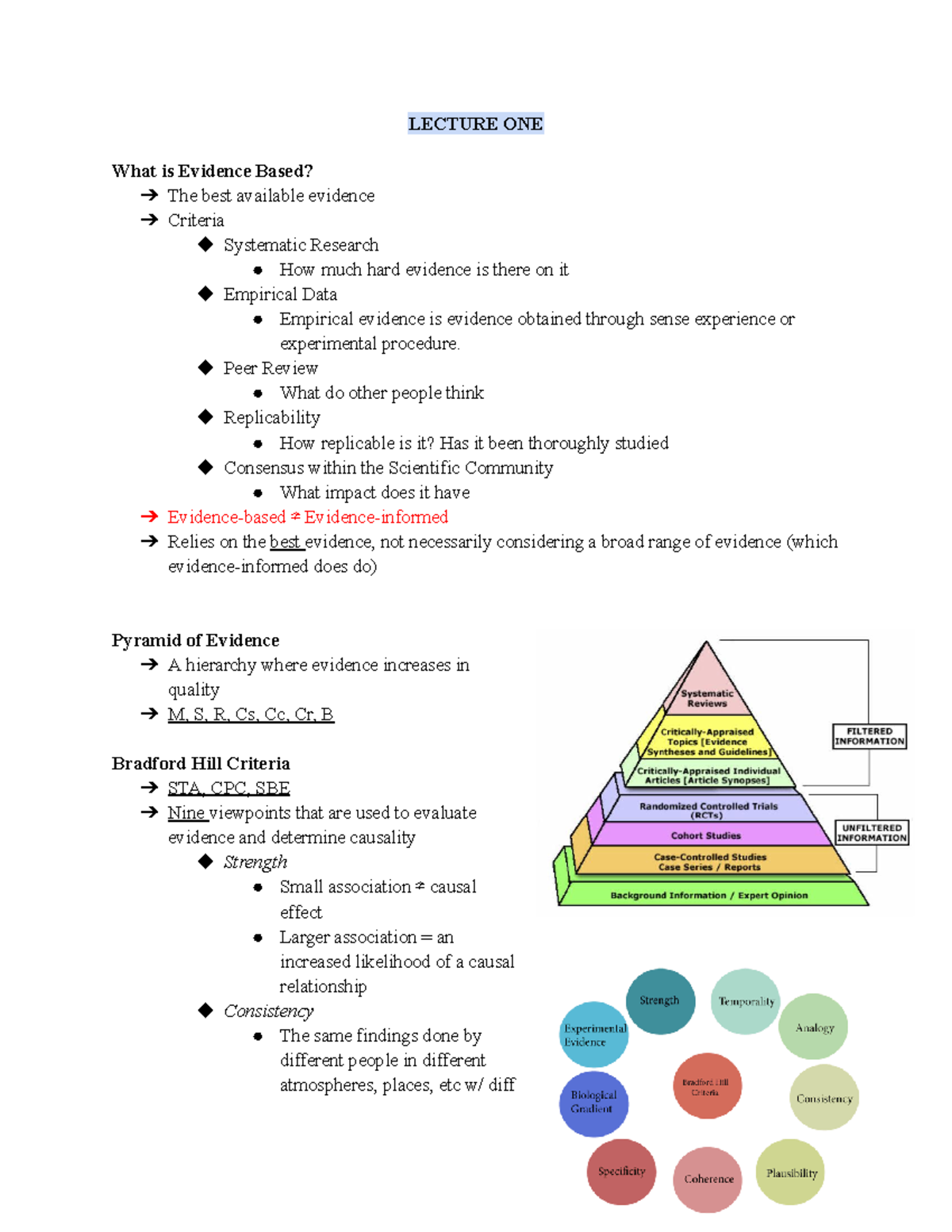 HS 1111 Final Exam Notes - LECTURE ONE What is Evidence Based? The best ...