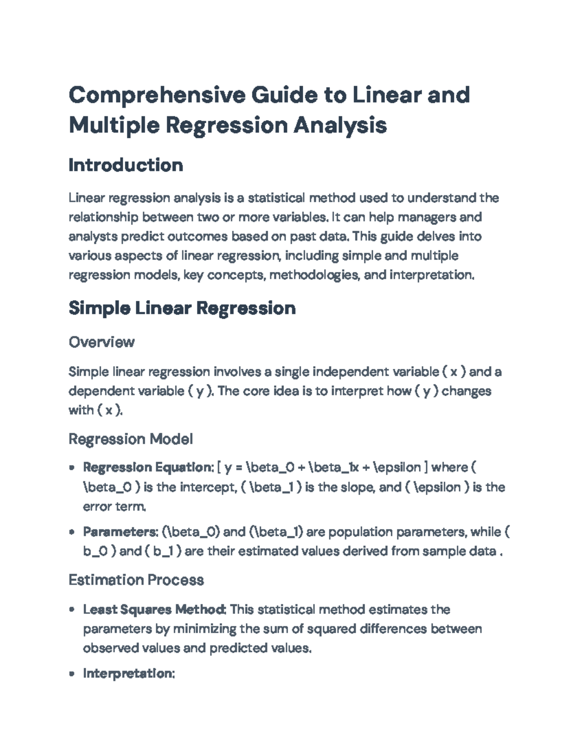Comprehensive Guide to Linear & Multiple Regression Analysis ...