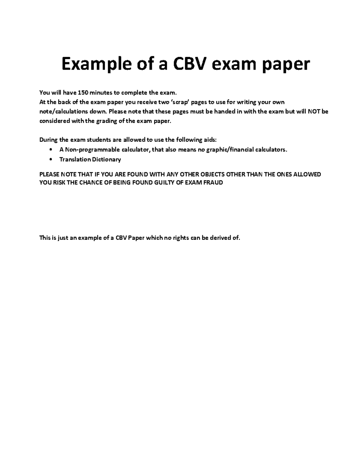 CBV 2013: Sample Exam Questions for Management Trainee Program ...