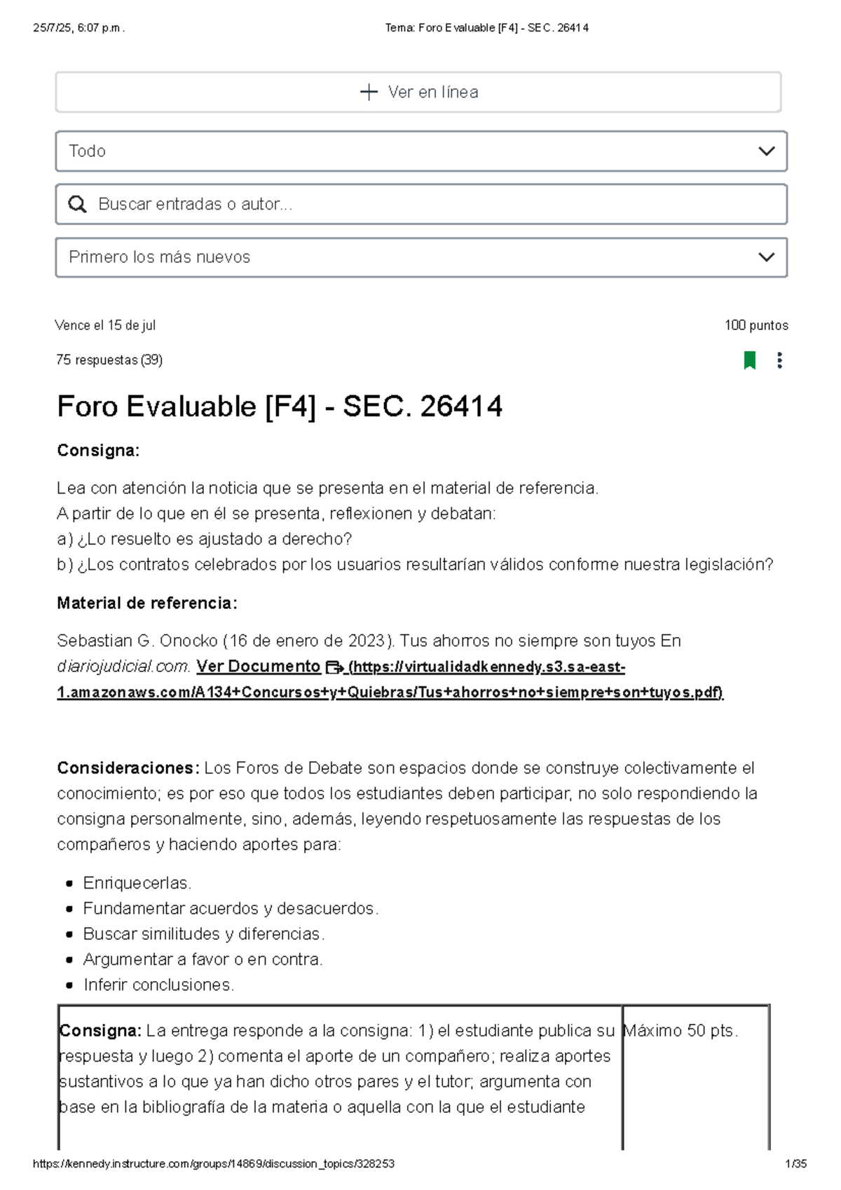 Foro Evaluable SEC. 26414: Análisis de Contratos Digitales y Protección ...