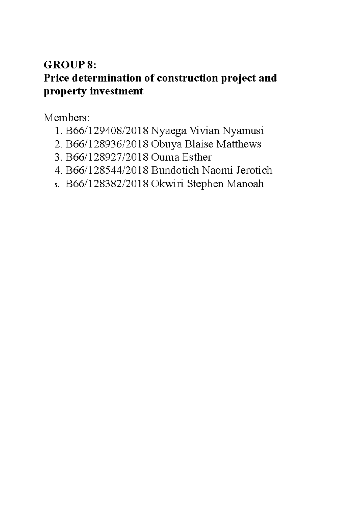 B66/Construction Economics: Quantity Surveying 2nd Year Notes - Studocu