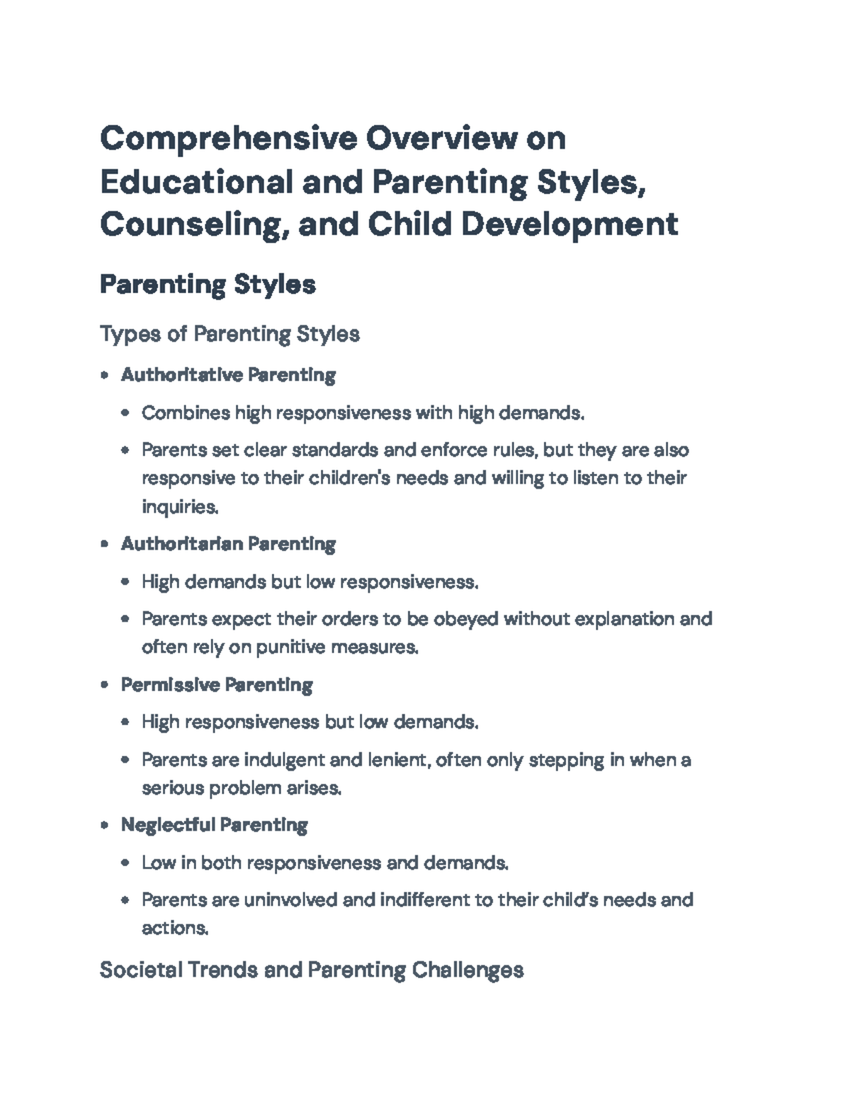 Comprehensive Overview of Parenting Styles & Child Development (EDU 101 ...