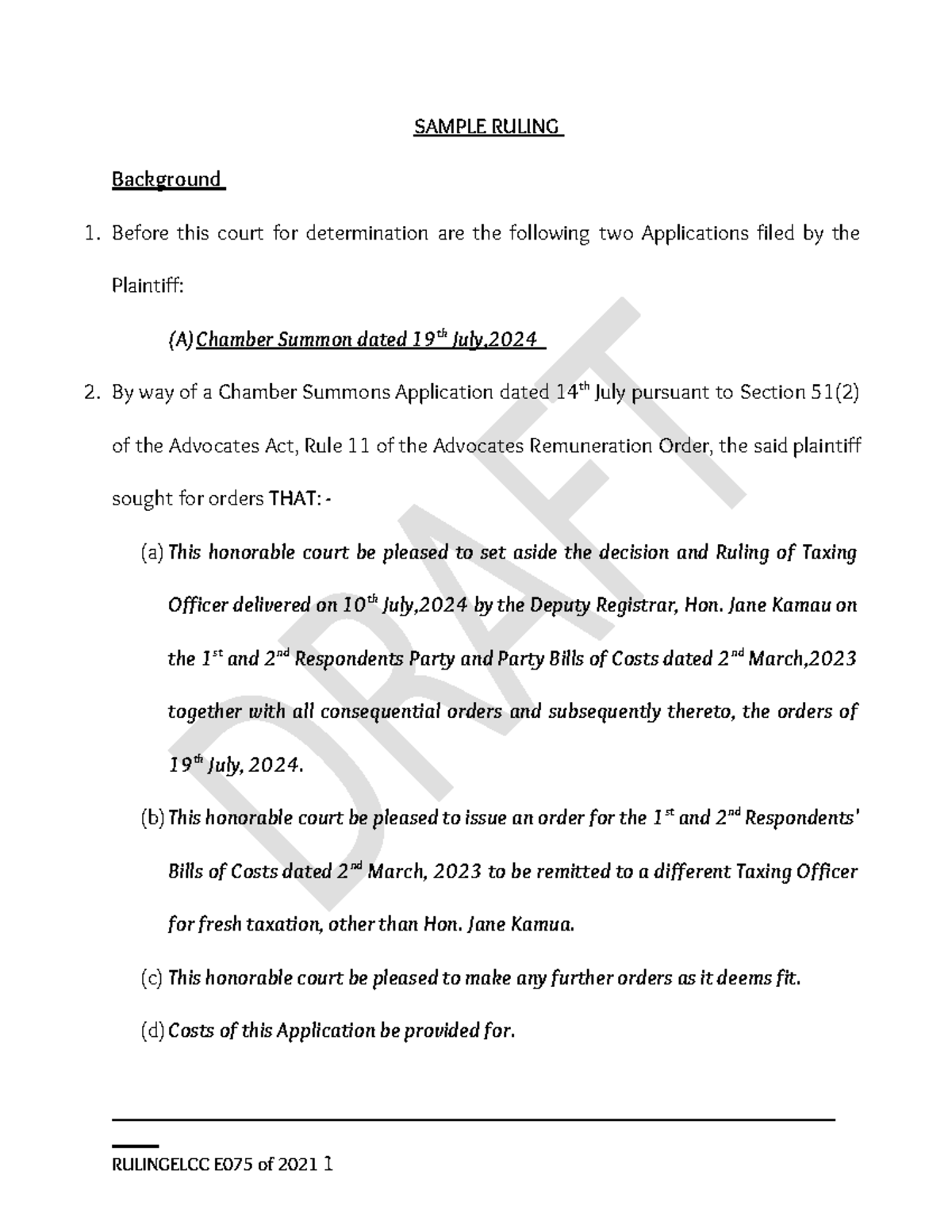 RULINGELCC E075 of 2021: Review of Taxing Master’s Decision - Studocu