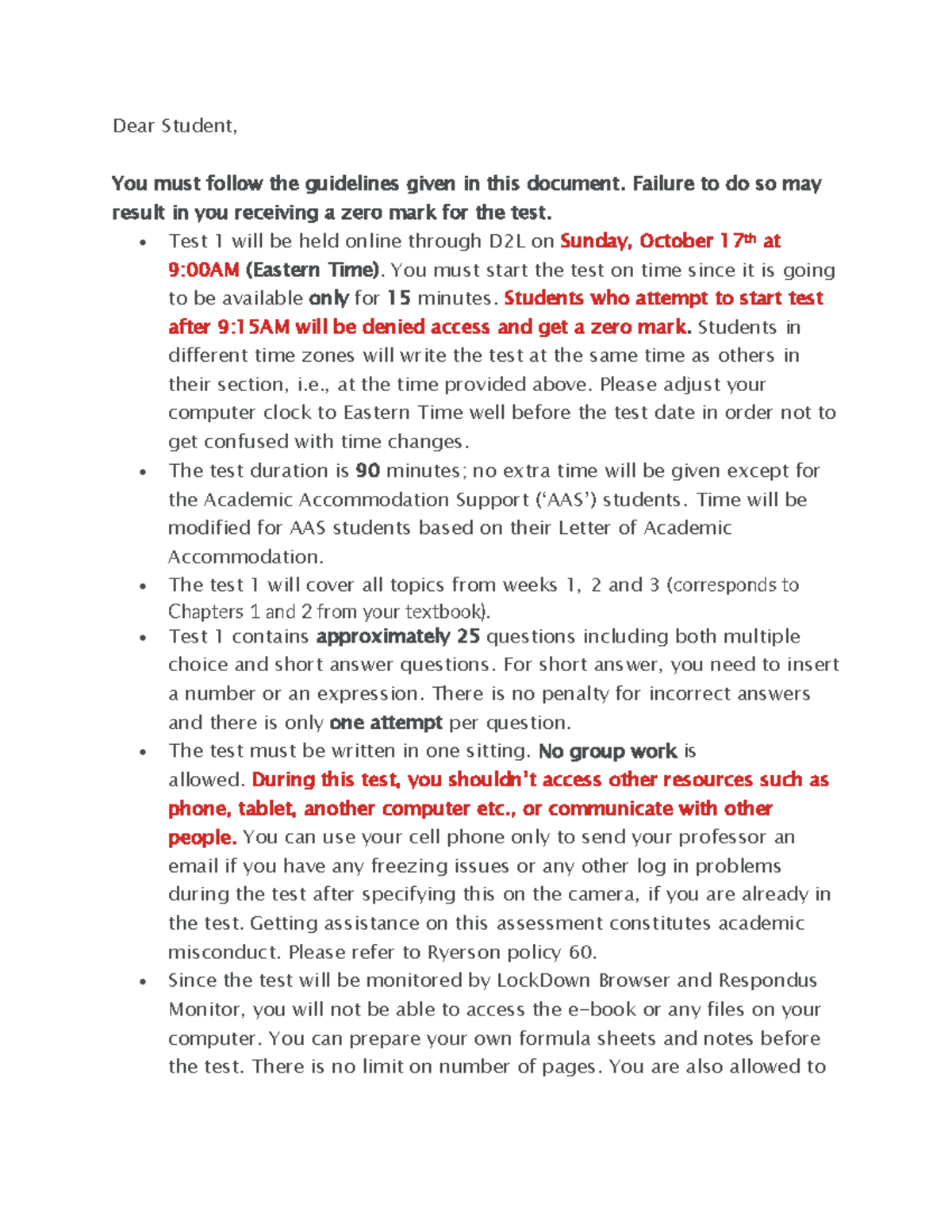 QMS110 Test 1: Guidelines & Important Information for Students - Studocu