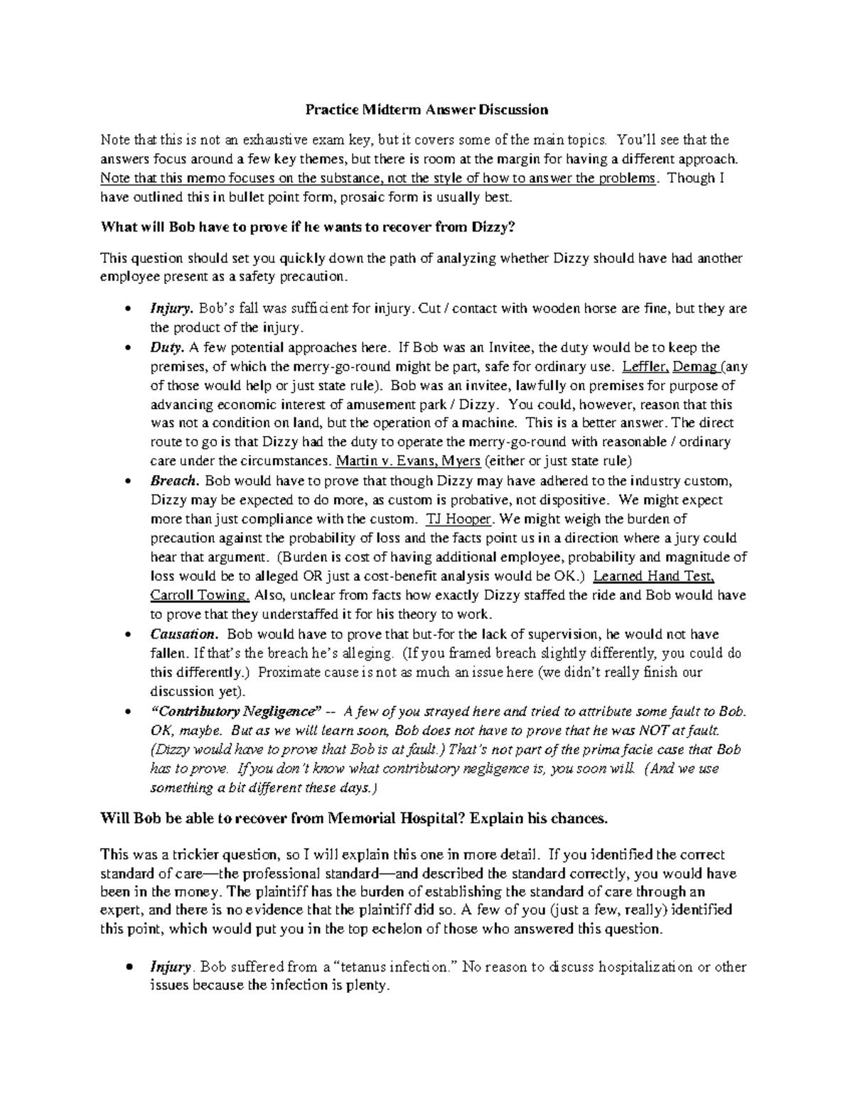 Torts 101: Midterm Exam Answer Key Insights and Discussion - Studocu