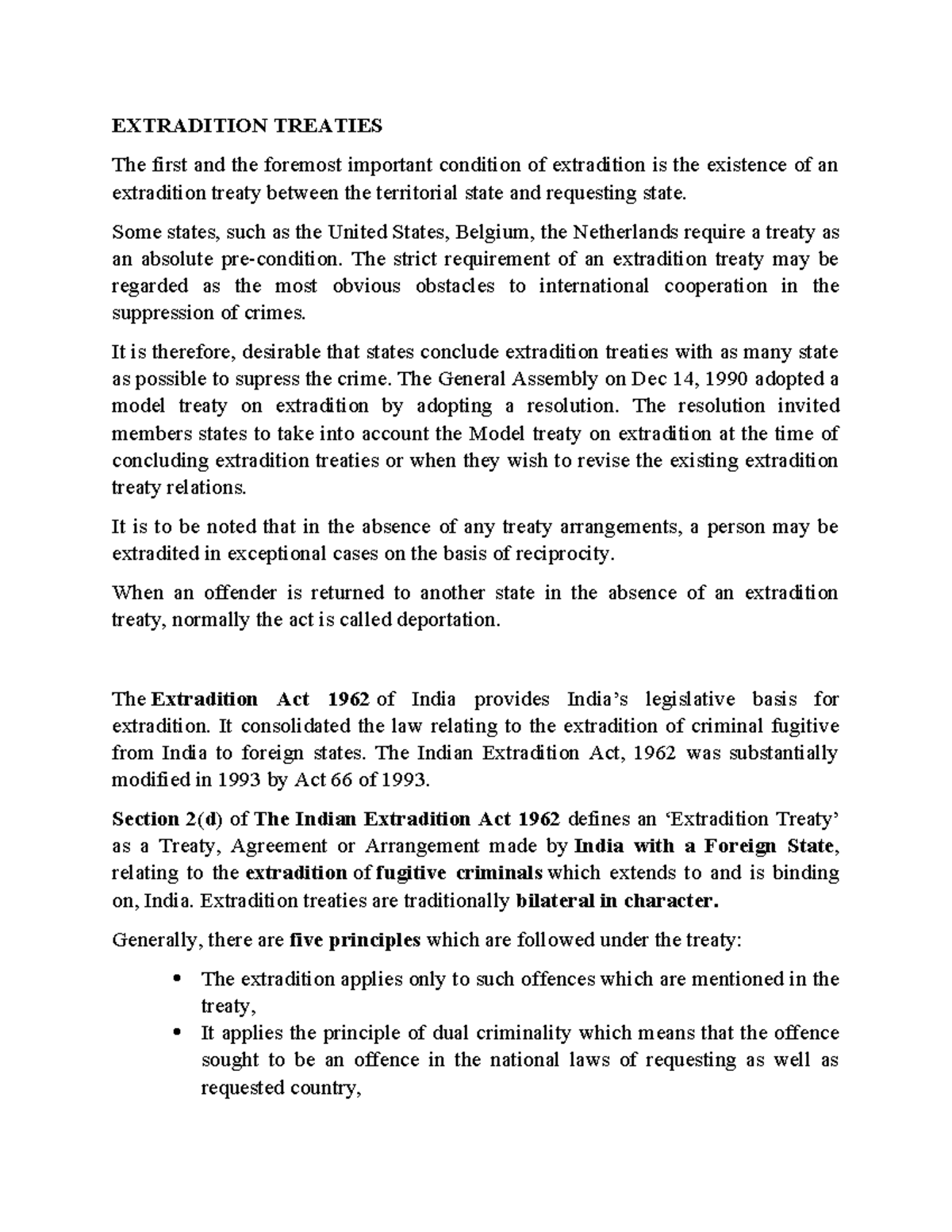 Extradition Treaties - Summary Five Year Integrated - EXTRADITION ...