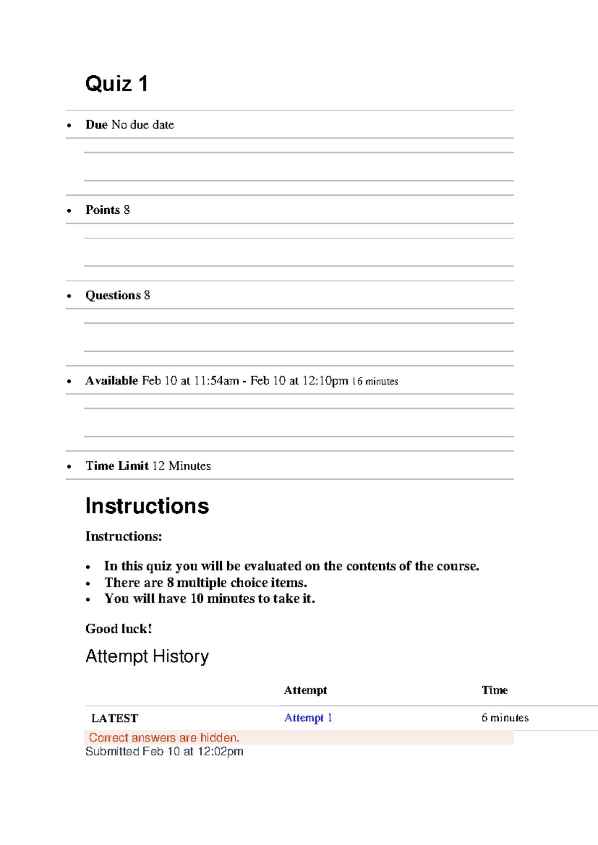Quiz 1 Advanced 6: Multiple Choice Questions & Instructions - Studocu