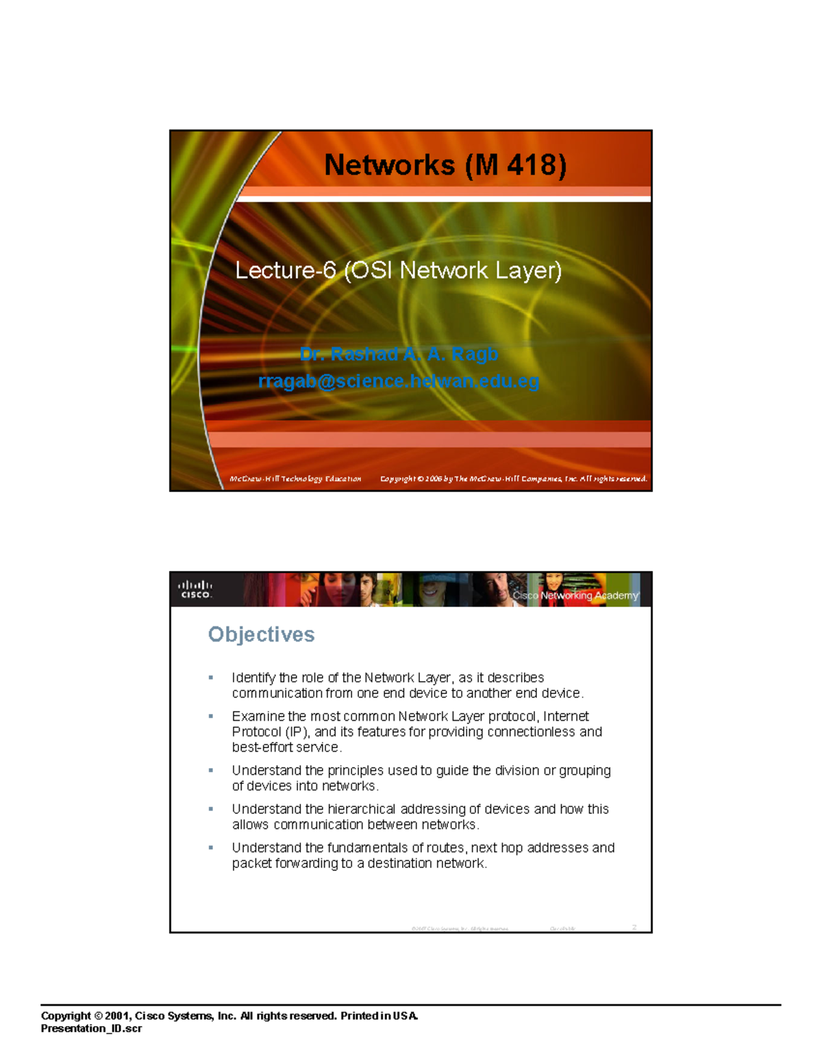 Network Layer - Lecture 6 (Protocols and IP Addressing) - Studocu