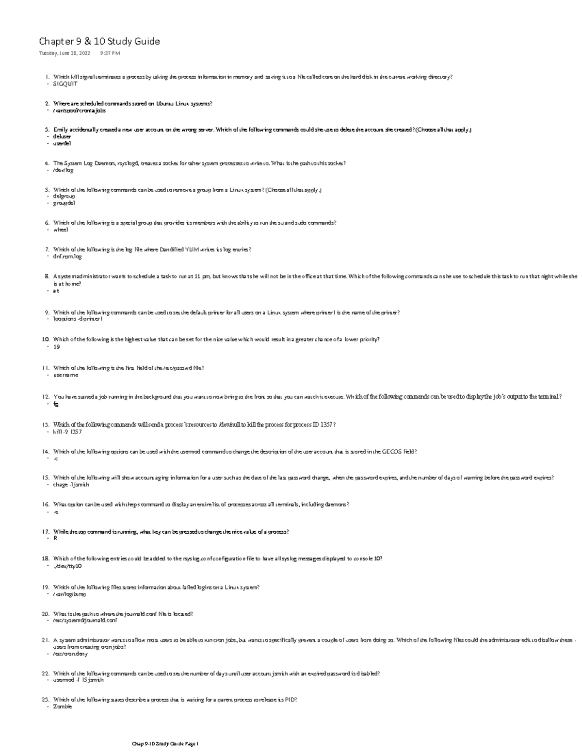 Chap 9 & 10 Linux System Administration Study Guide - Studocu