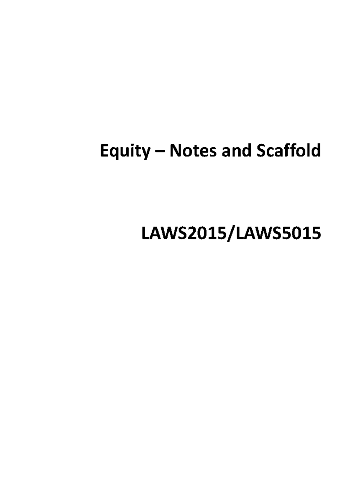 Equity Notes: Key Concepts and Case Law Overview (LAW101) - Studocu