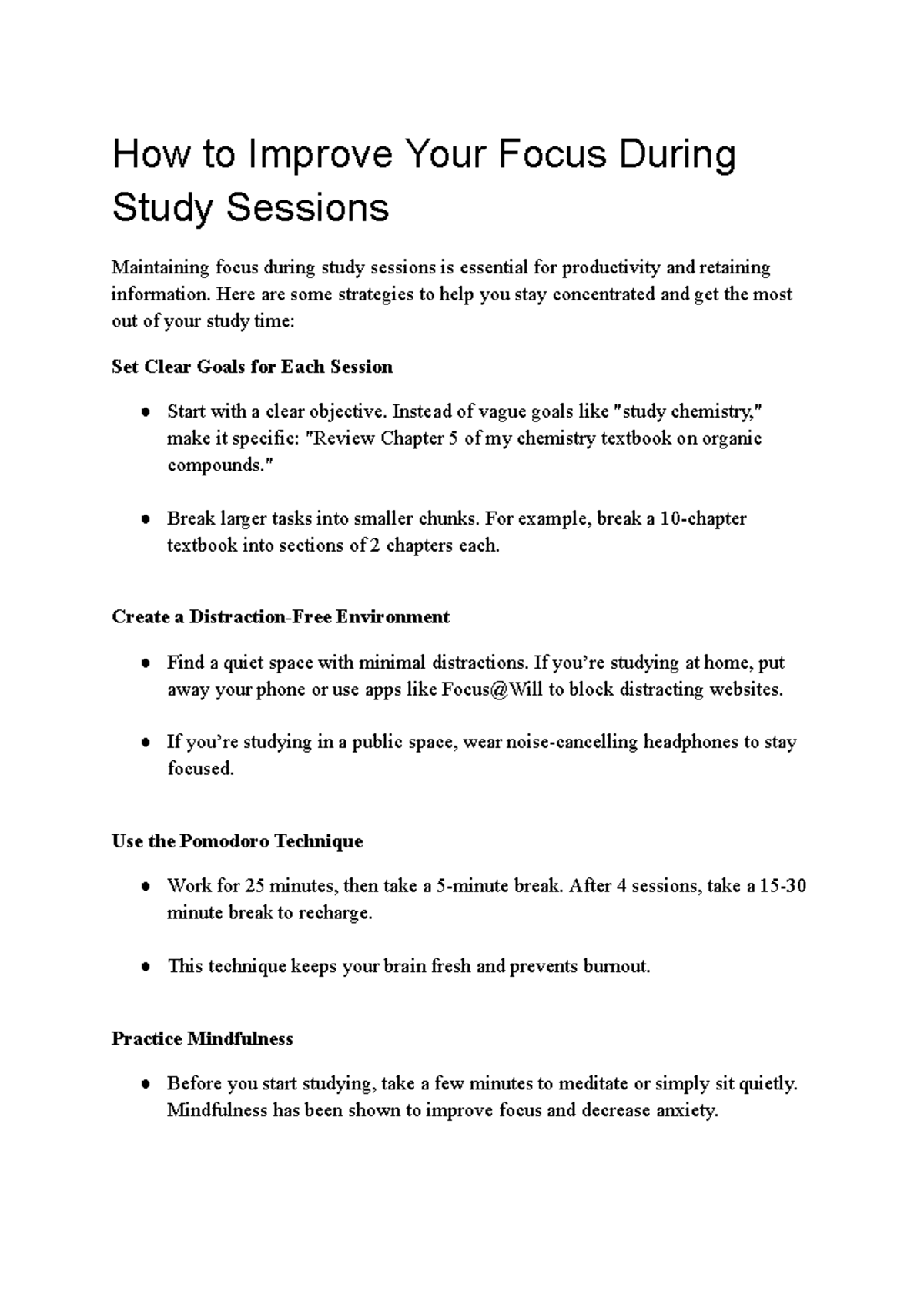 Strategies to Enhance Focus During Study Sessions - Studocu