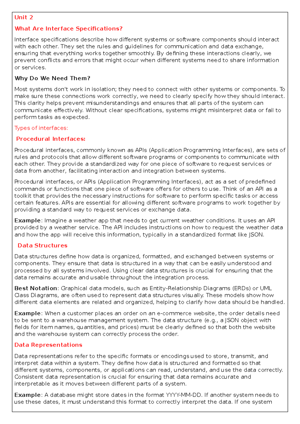 Unit 2: Understanding Interface Specifications in Software Engineering ...