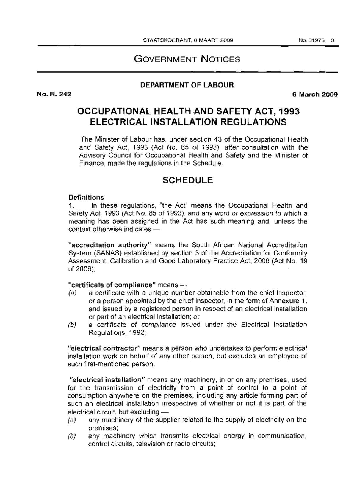 OHS 2009: Electrical Installation Regulations Overview and Compliance ...