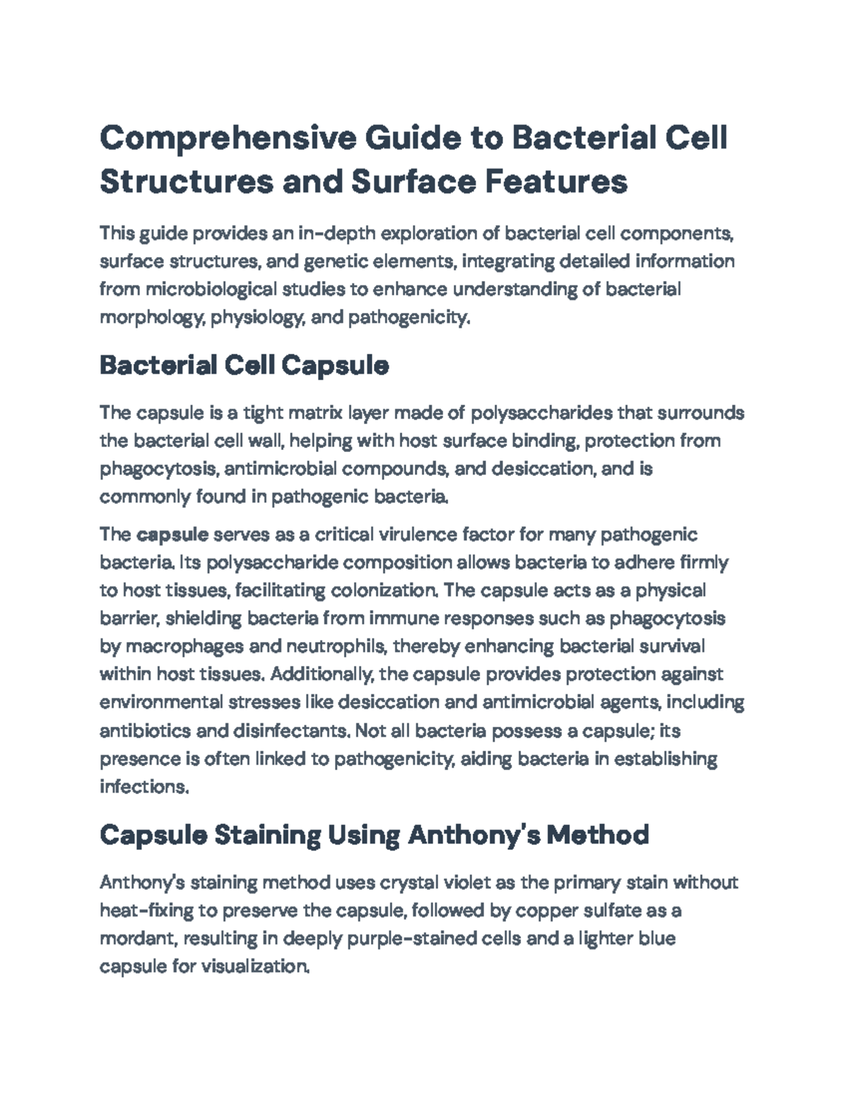 Comprehensive Overview of Bacterial Structures and Functions (BIO 101 ...