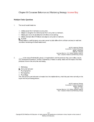 Chapter 02: Variations in Consumer Behavior - Answer Key & MCQs - Studocu
