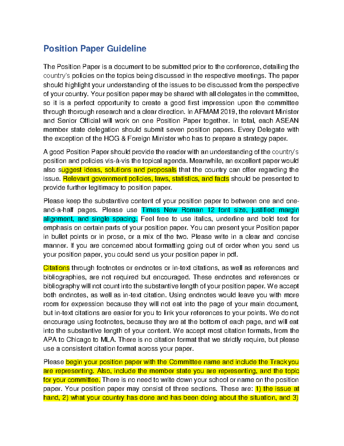 Position Paper Guideline - The paper should highlight your ...