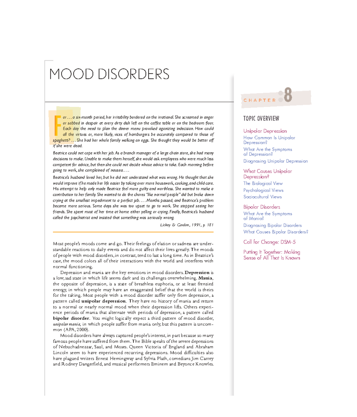 Chapter 8: Mood Disorders Overview - Studocu