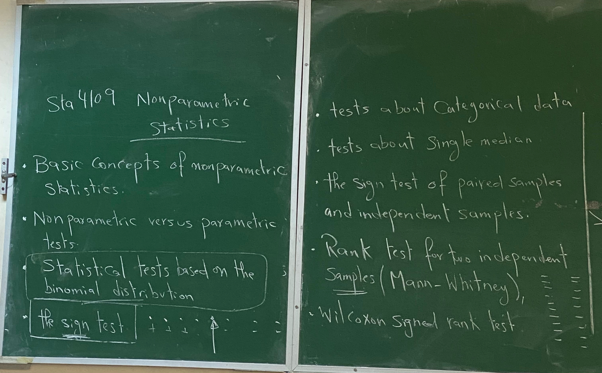 Sta 4109 Lecture notes on nonparametric tests and statistics concepts ...