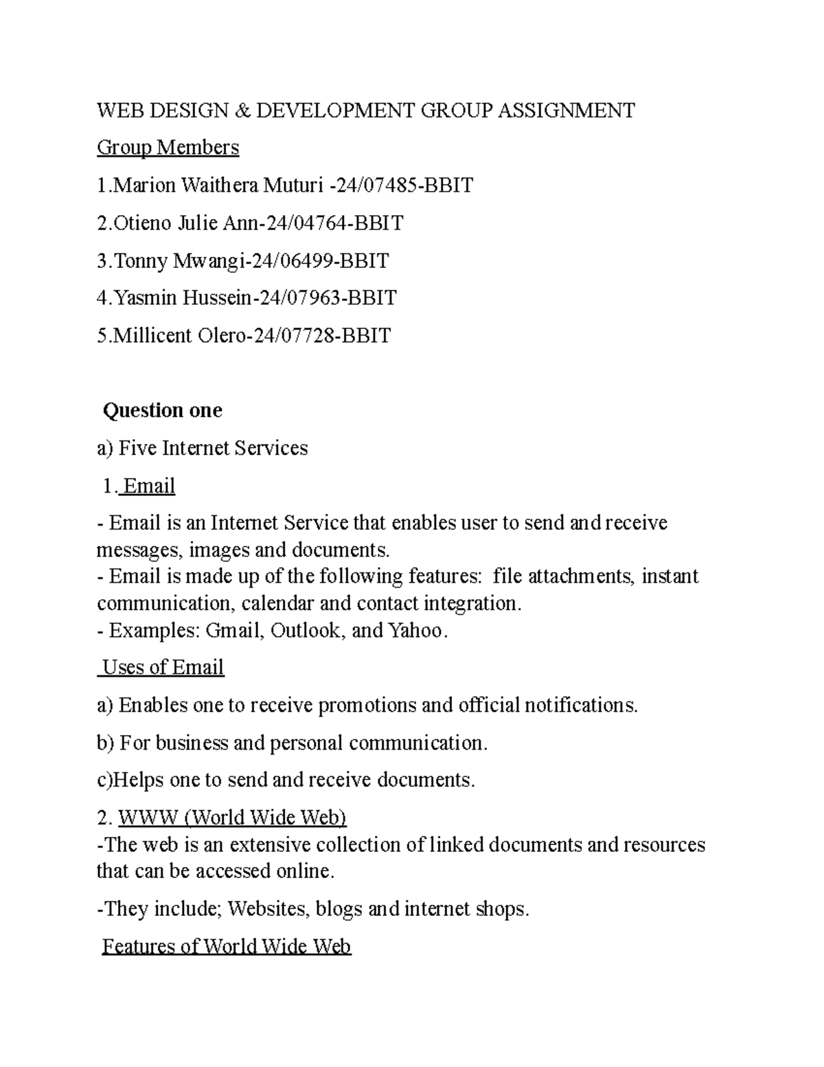 WEB Design & Dev Group Assignment: Internet Services & HTTP Methods ...