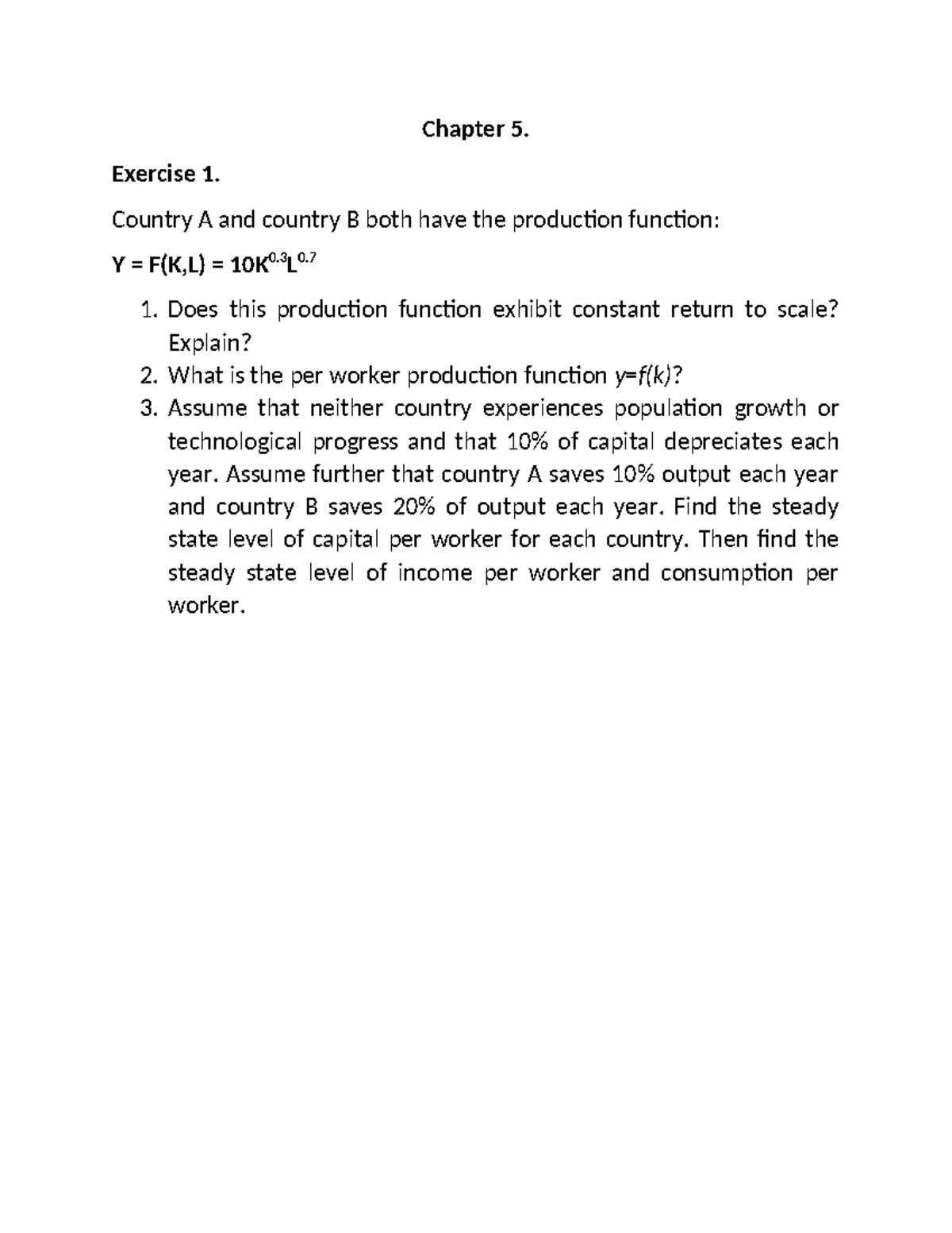 Chapter 5 - Production Functions and Economic Analysis Exercises - Studocu