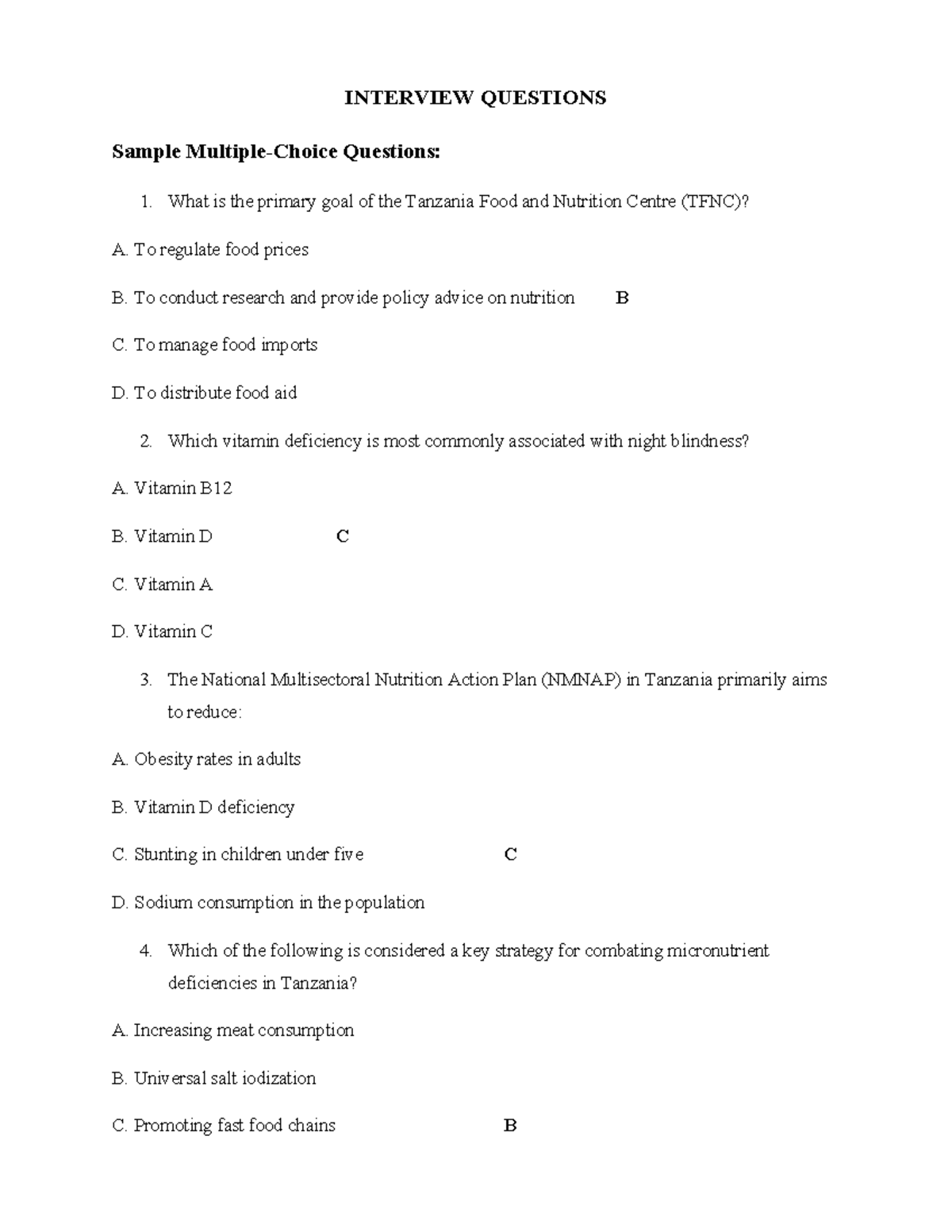 Tanzania Nutrition Policy Interview Questions: Key Insights and ...