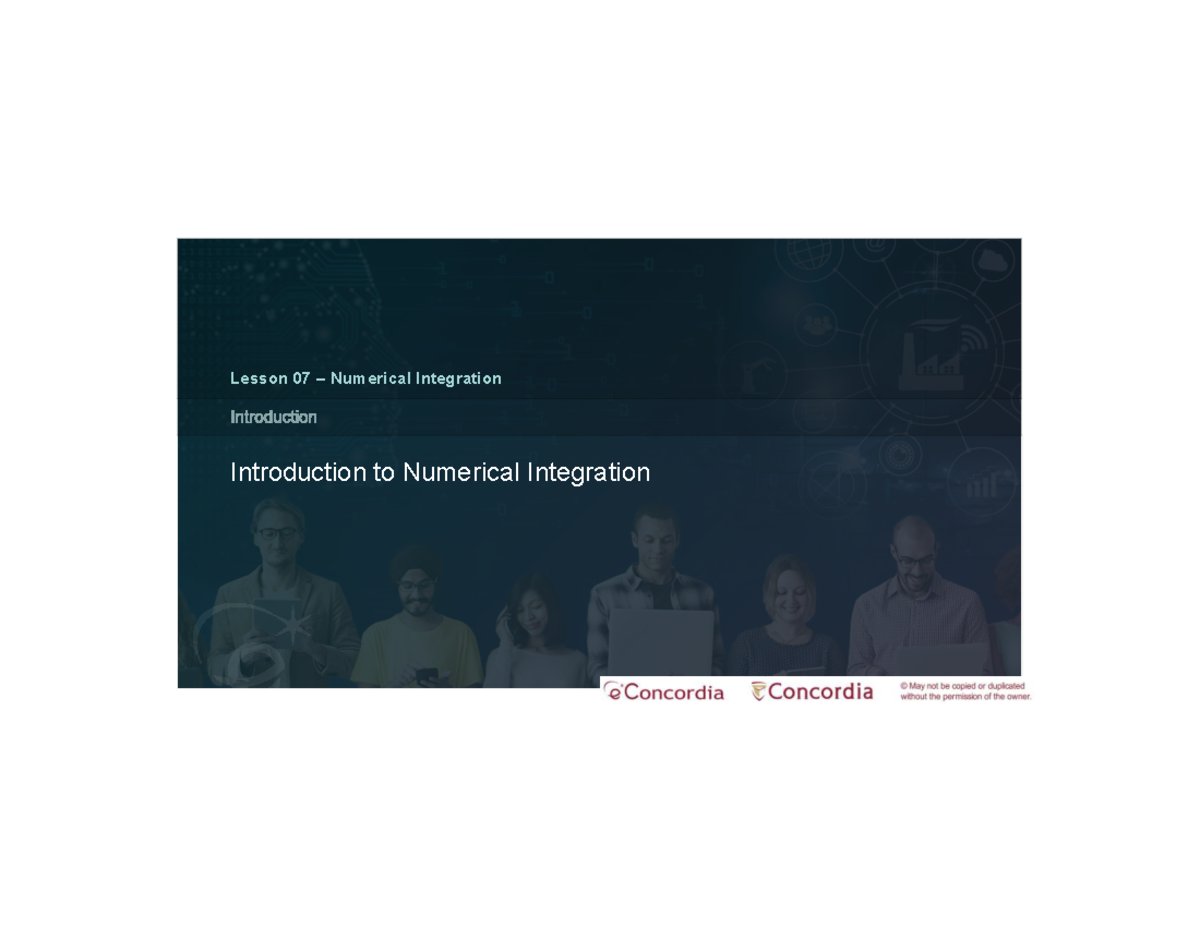 Lecture 07: Introduction to Numerical Integration Techniques - Studocu