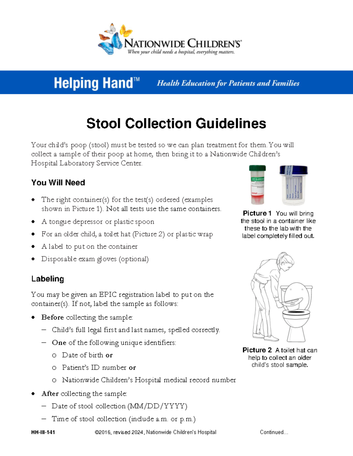 Hhiii 141 - Stool Collection Guidelines and Instructions - Studocu
