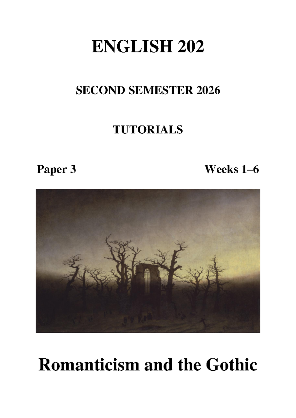 ENGLISH 202 TUTORIALS: ROMANTICISM & GOTHIC LITERATURE STUDY GUIDE ...