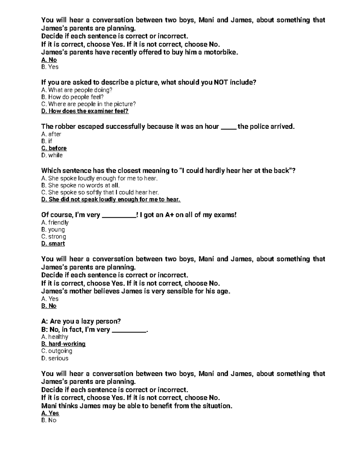 AVKC 4 - 210424 - Listening Comprehension Practice and Exercises - Studocu