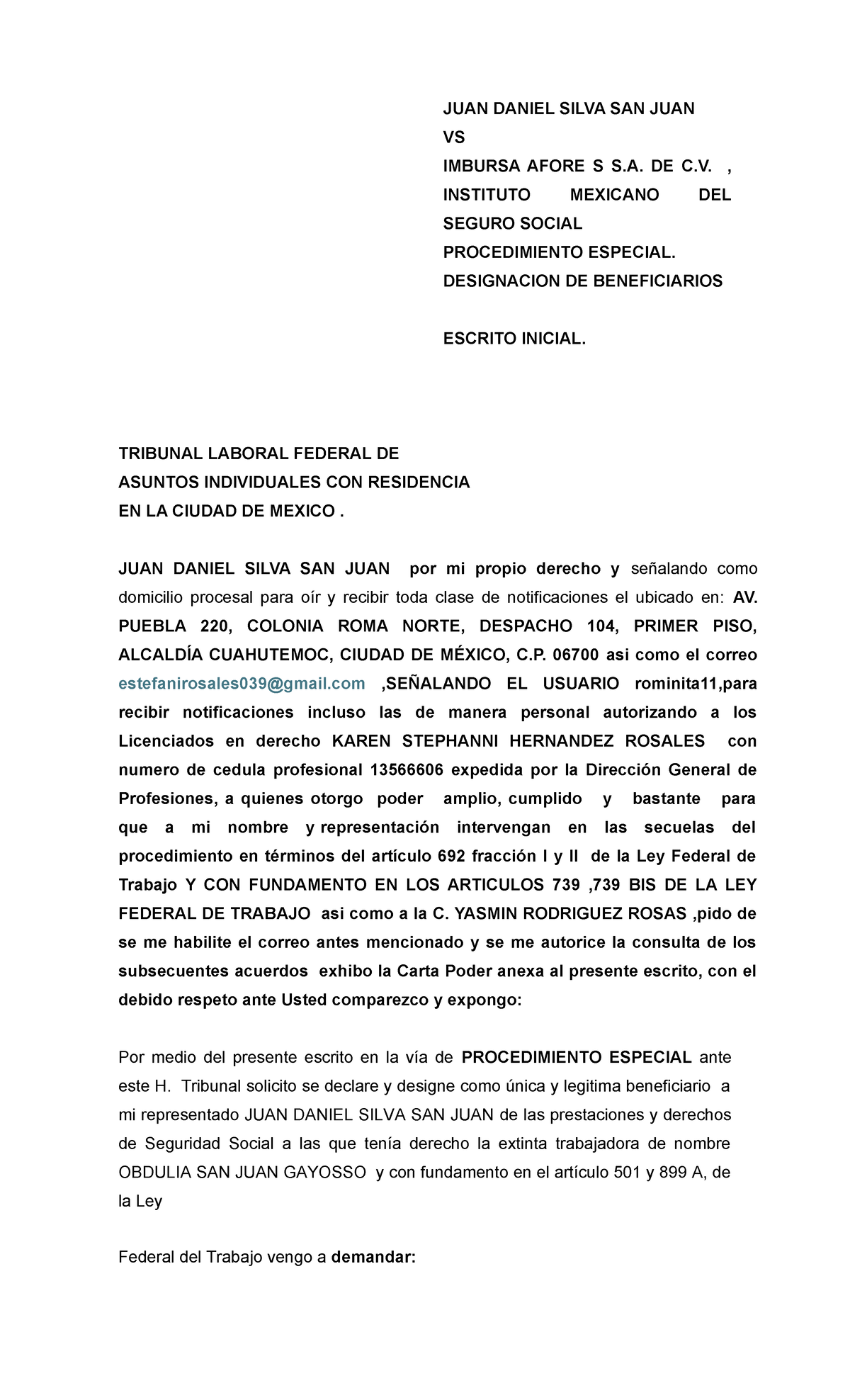 Formato de Designación de Beneficiarios 2025 - Procedimiento Especial - Document Preview