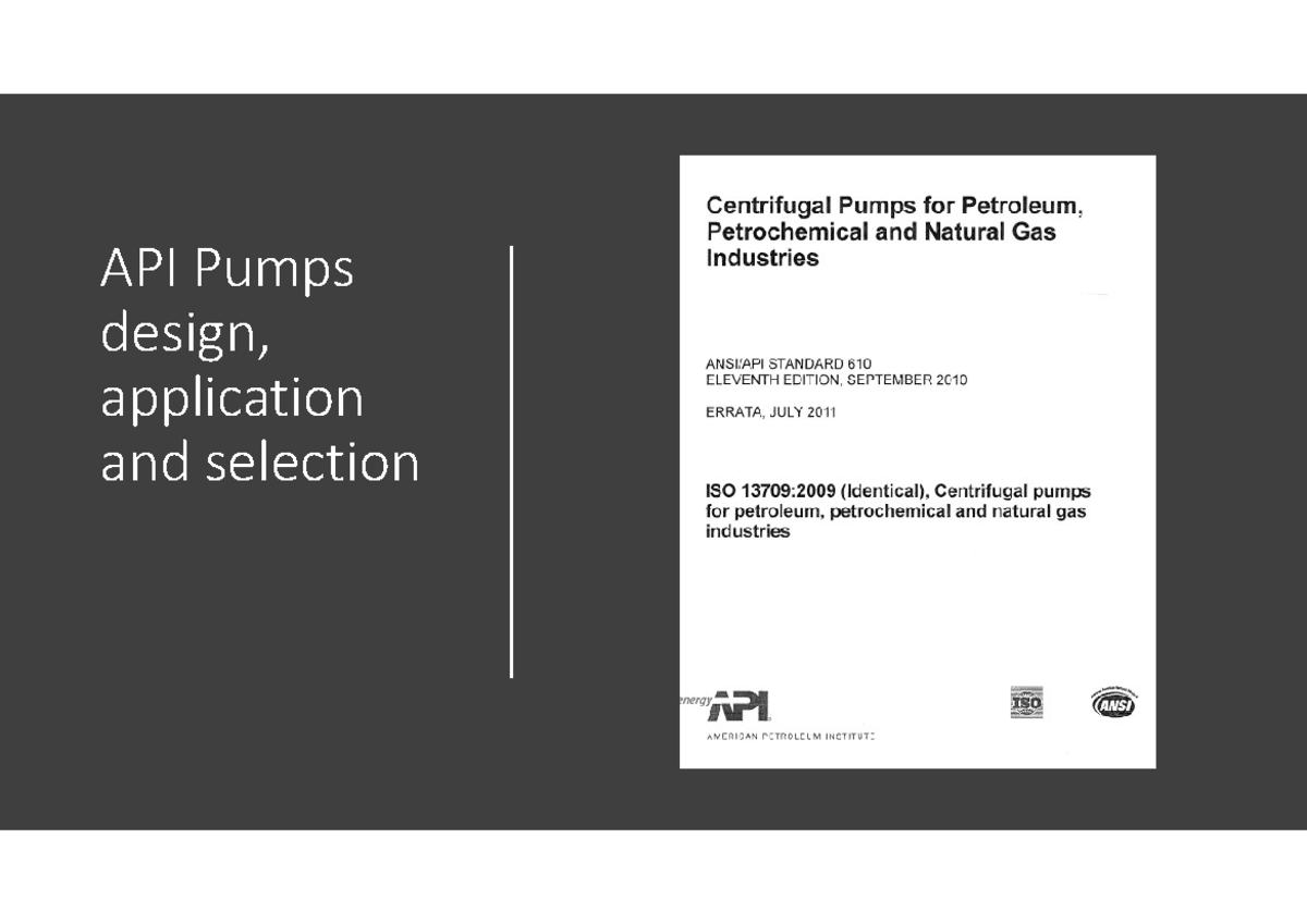 API610 Centrifugal Pumps: Design, Application & Selection Guide - Studocu