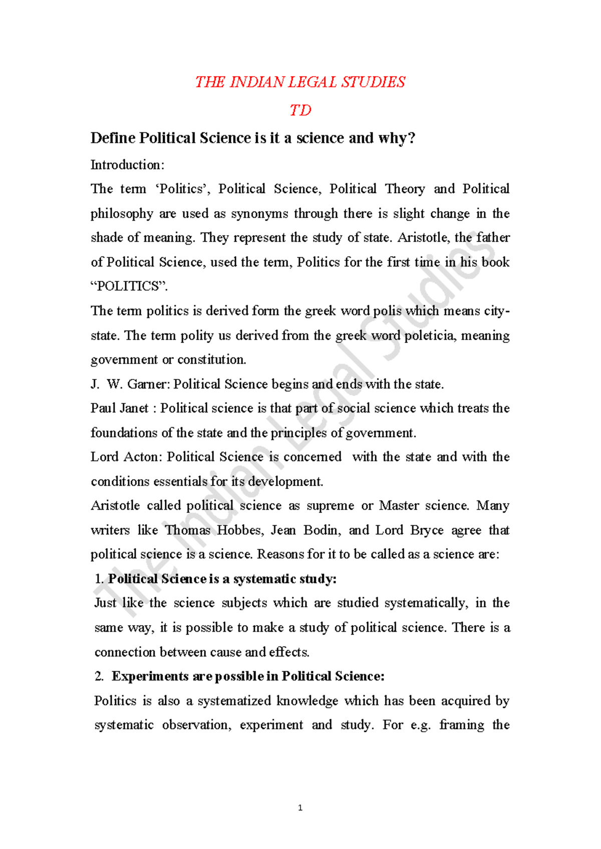 Political Science TD: Is It a Science? An In-Depth Analysis - Studocu